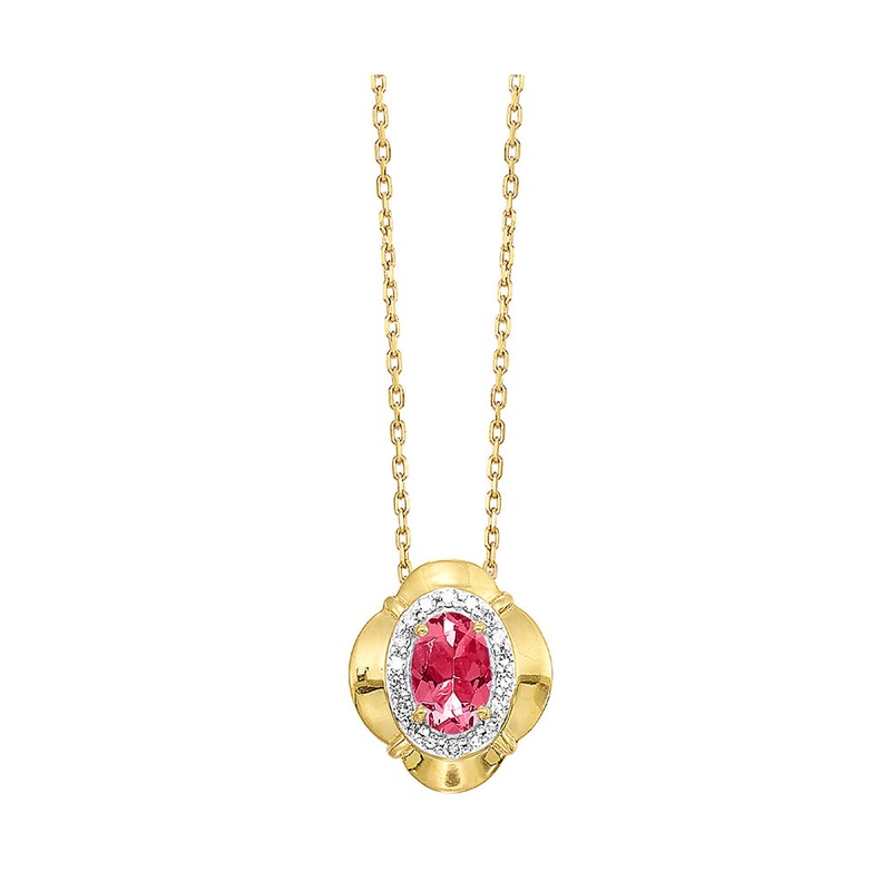 10Kt Yellow Gold Diamond 1/15Ctw & Ruby 1/2Ctw Pendant