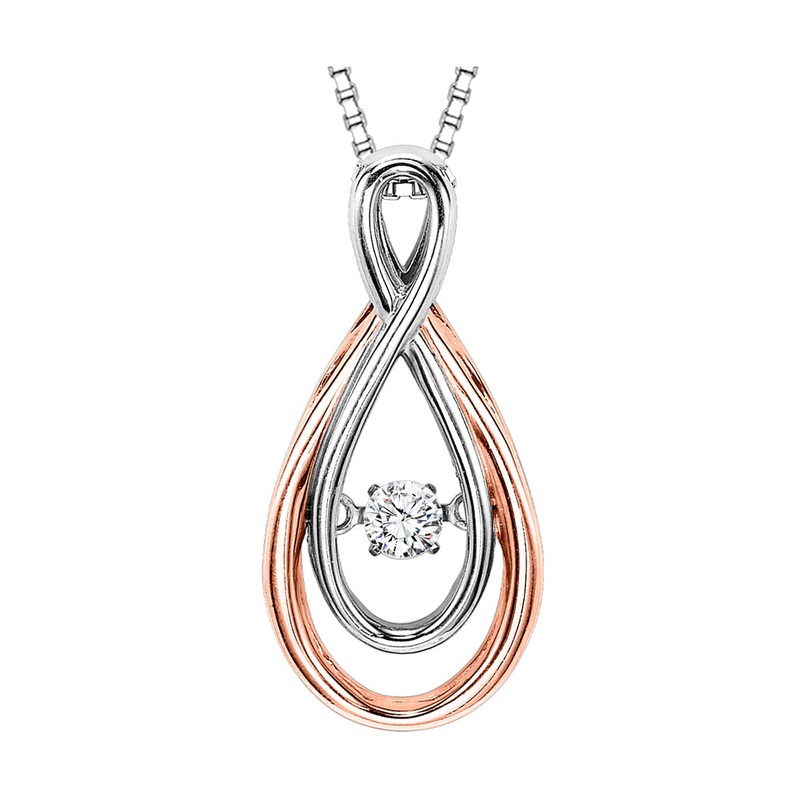 14Kt White Rose Gold Diamond 1/10Ctw Pendant