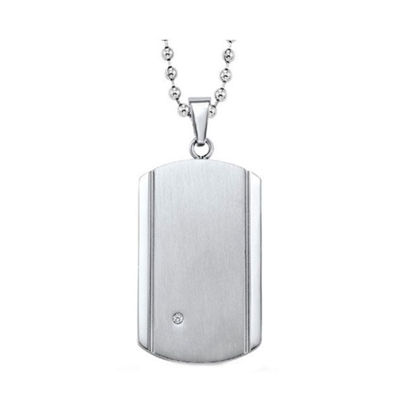 Steel White Diamond 1/50Ctw Pendant