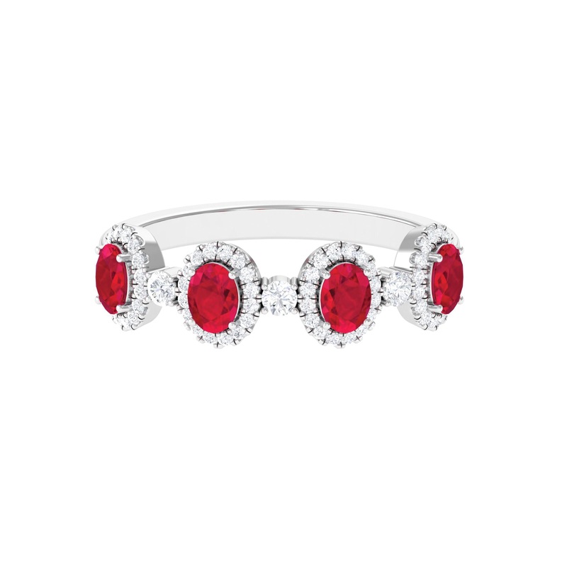 1.5 CT Lab Created Ruby and Diamond Wedding Band