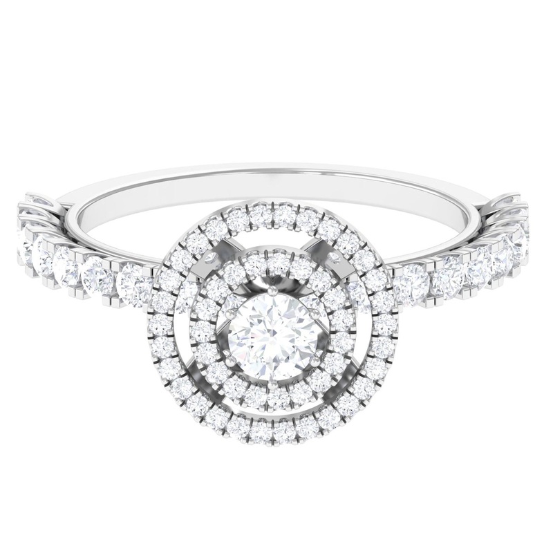 1.50 CT Antique Zircon Double Halo Engagement Ring