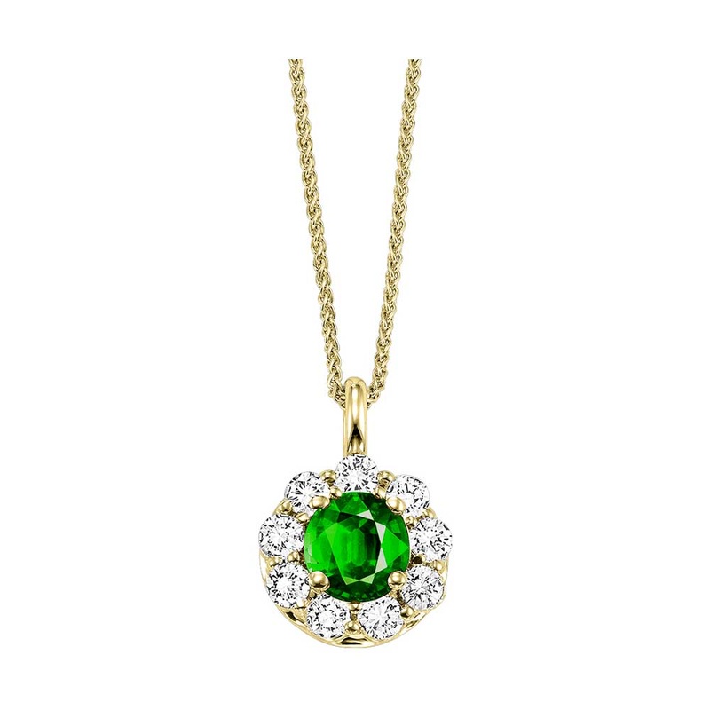 14Kt Yellow Gold Diamond 3/8Ctw & Emerald 1/2Ctw Pendant