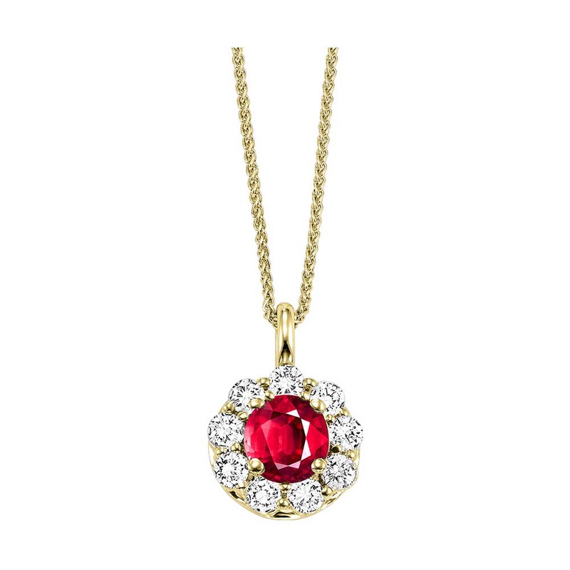 14Kt Yellow Gold Diamond 3/8Ctw & Ruby 1/2Ctw Pendant