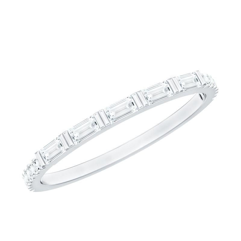 Stackable Moissanite Half Eternity Ring in Bar Setting