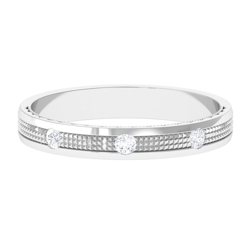 Statement Diamond Gold Band Ring in Flush Setting