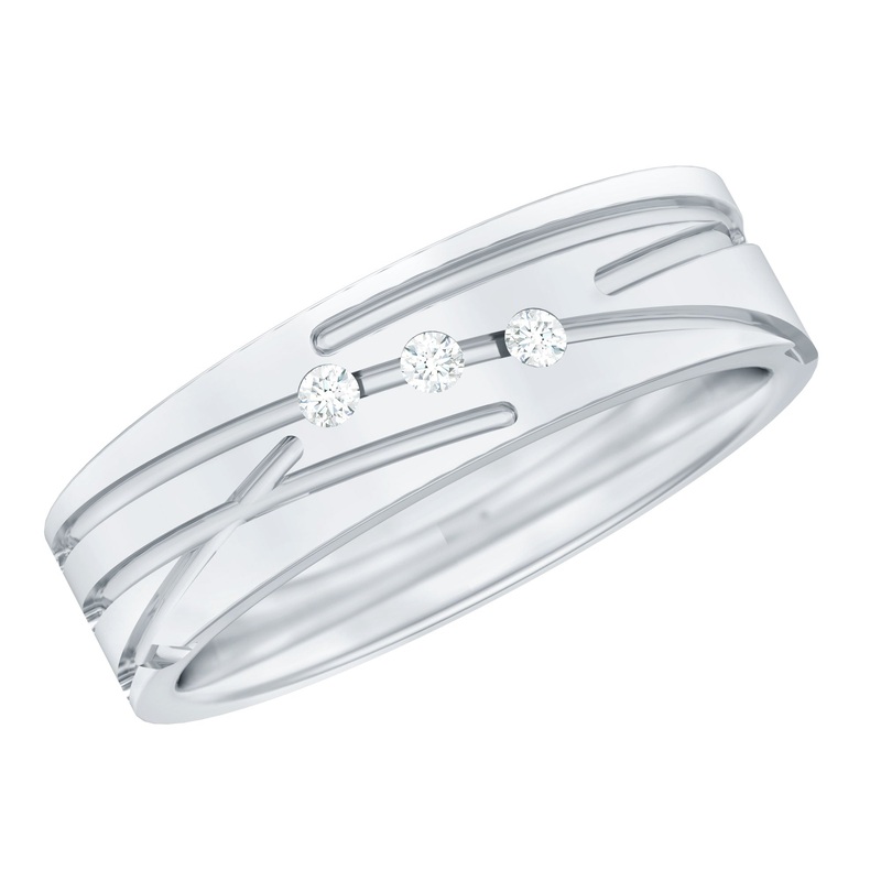 Wide Unisex Band Ring with Flush Set Diamonds
