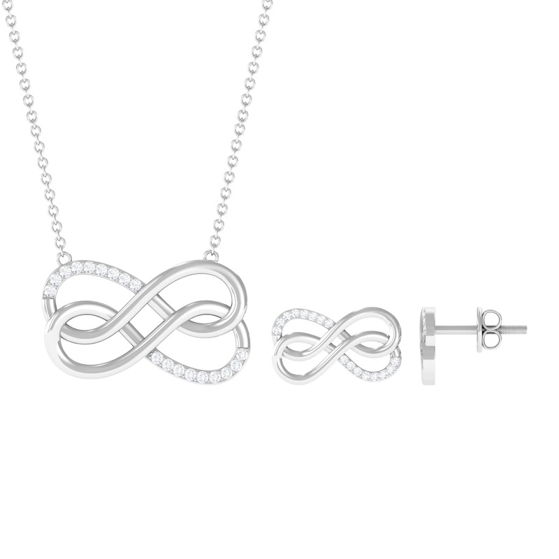 Moissanite Twin Infinity Interlock Jewelry Set
