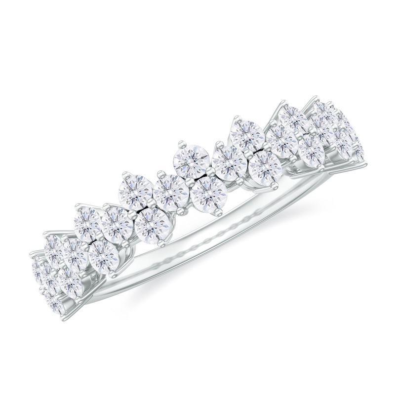 Round Diamond Cluster Half Eternity Band Ring