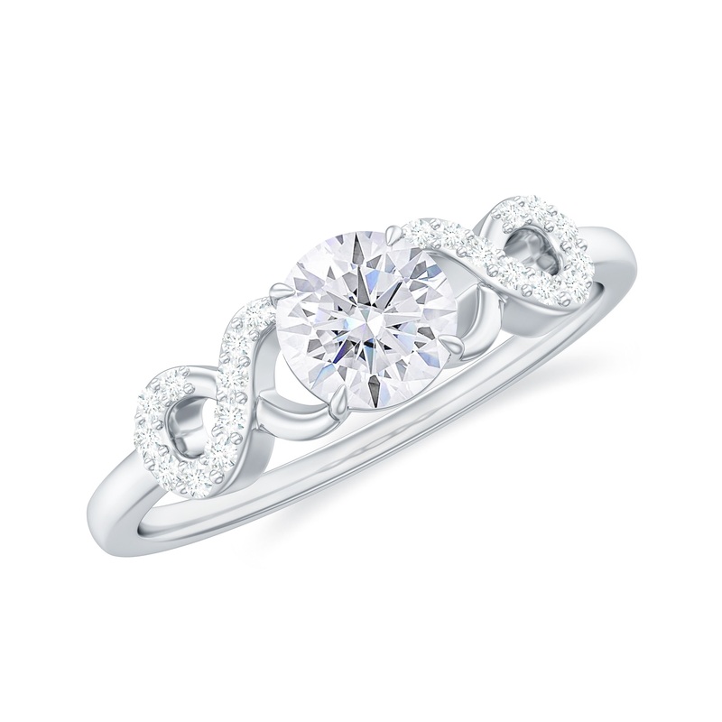 Round Moissanite Criss Cross Promise Ring