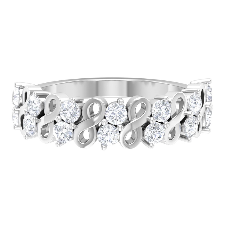Round Moissanite Infinity Half Eternity Ring