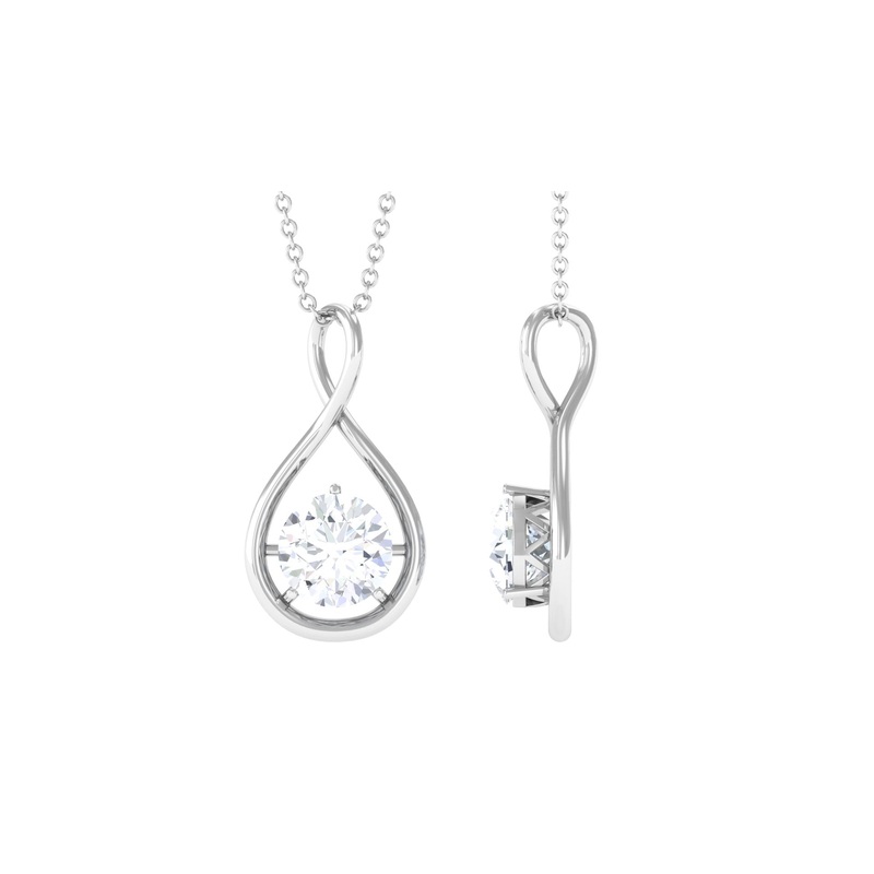 Round Moissanite Solitaire Infinity Pendant