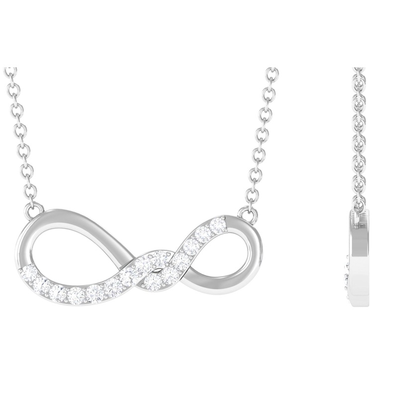 Round Moissanite Twisted Necklace in Pave Setting