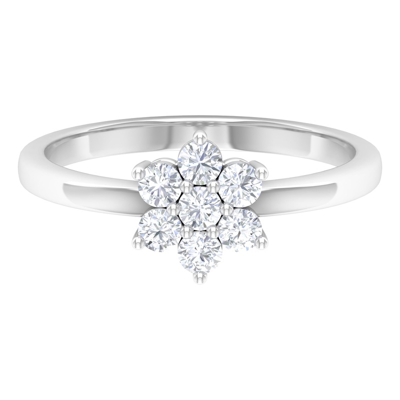 Simple Round Moissanite Flower Cluster Ring