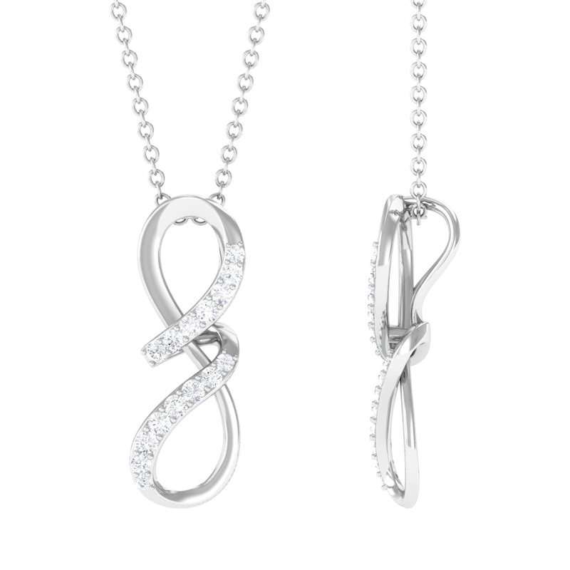 Two Tone Diamond Infinity Twisted Pendant