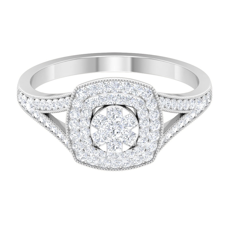 Vintage Inspired Diamond Engagement Ring in Illusion Setting