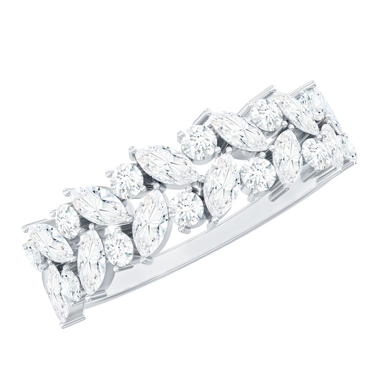 1.50 Ct Moissanite Leaf Motif Eternity Band