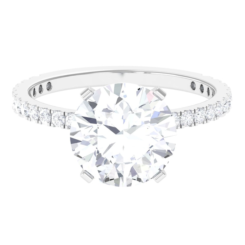 Round Zircon Solitaire Engagement Ring