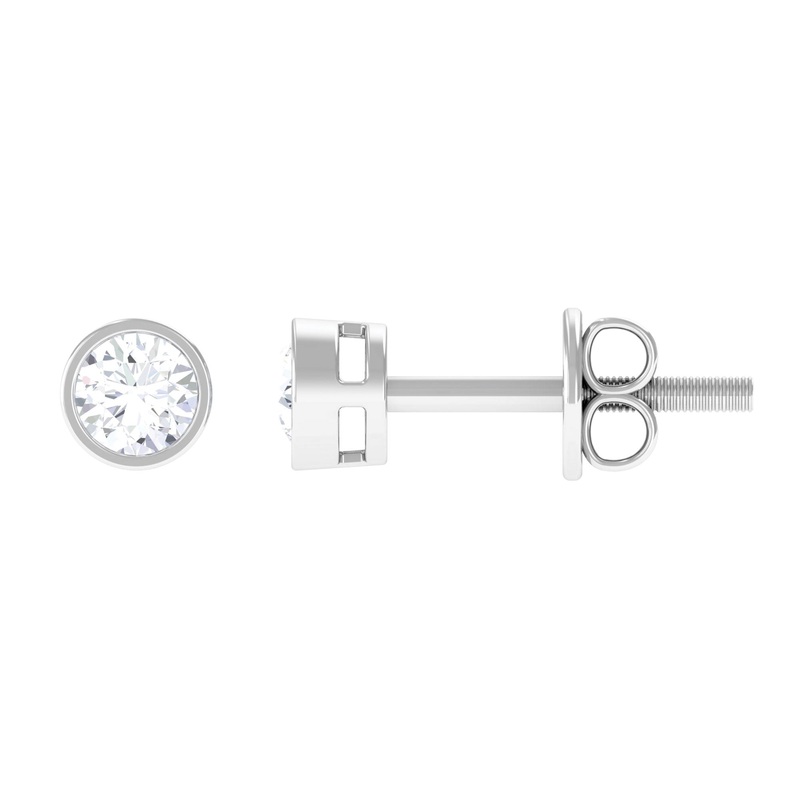0.75 CT Bezel Set Round Cut Solitaire Moissanite Stud Earrings