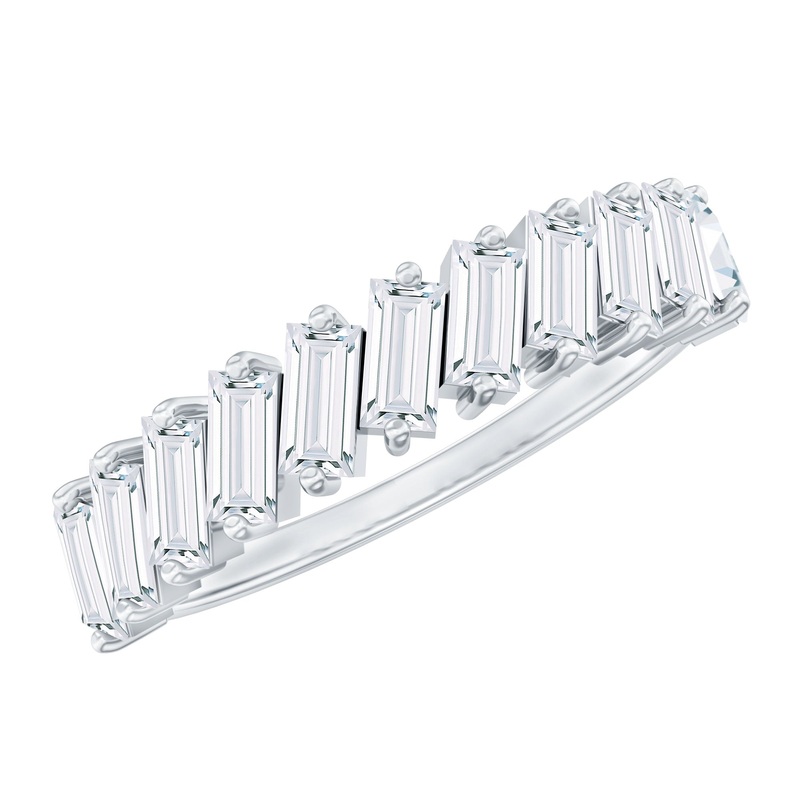 1.25 CT Baguette Cut Moissanite Contemporary Semi Eternity Ring