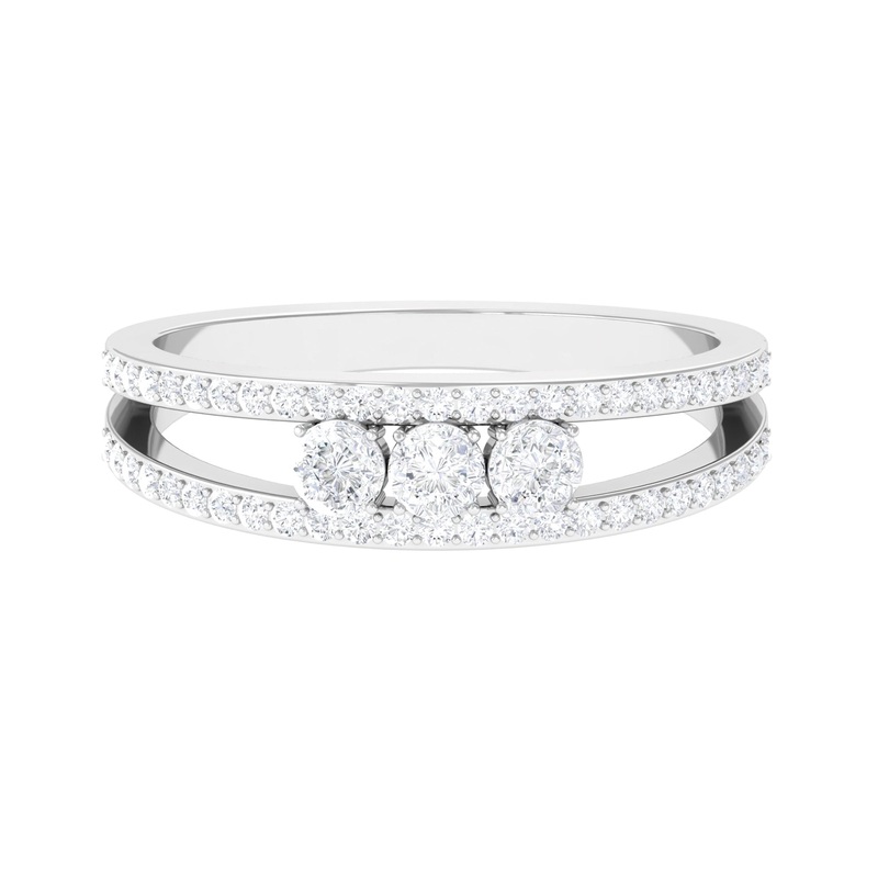1 CT Moissanite Three Stone Anniversary Ring with Accent