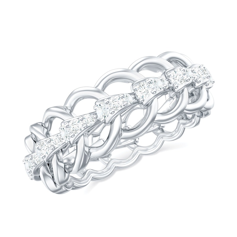 1 CT Moissanite Unique Eternity Chain Link Ring