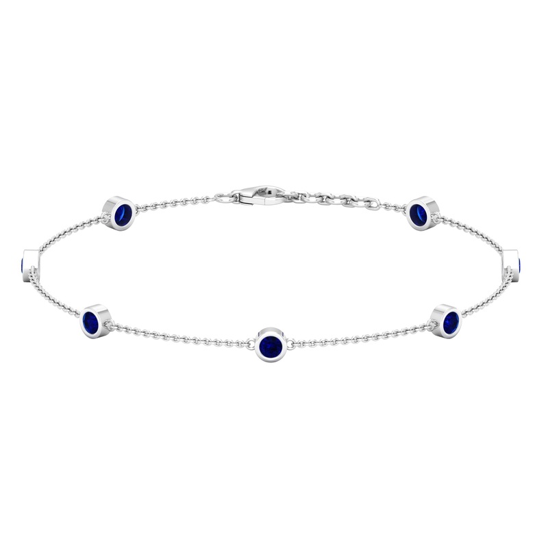 Bezel Set Blue Sapphire Station Bracelet