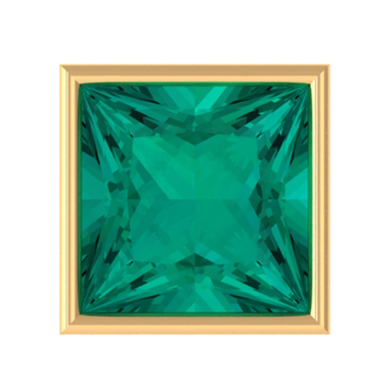 Princess Cut Emerald Helix Earring in Bezel Setting