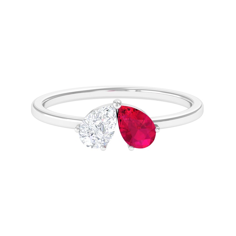 Real Ruby Toi Et Moi Promise Ring