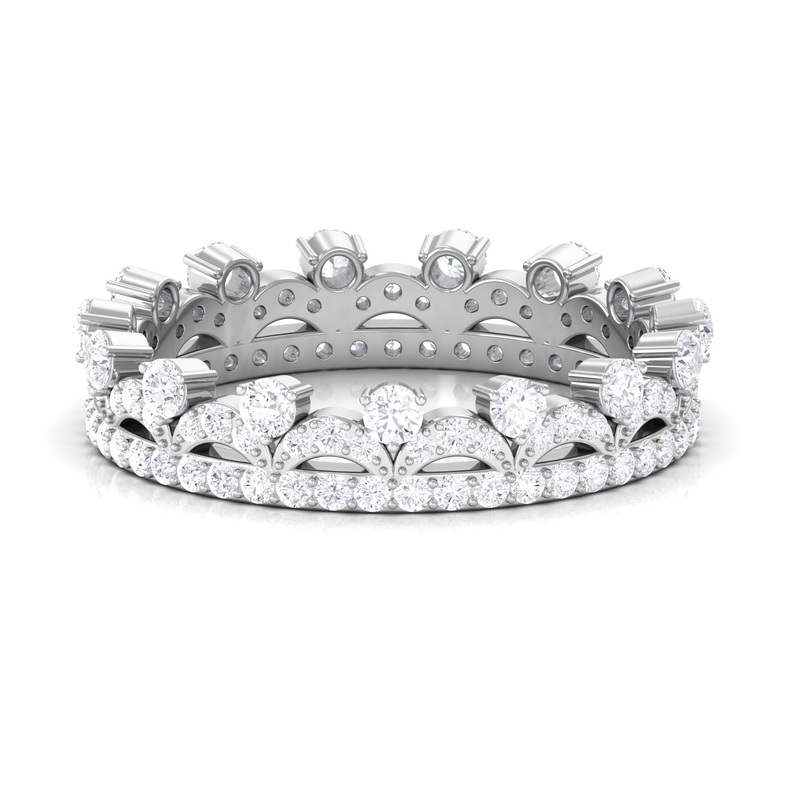 Round Moissanite Eternity Crown Wedding Ring