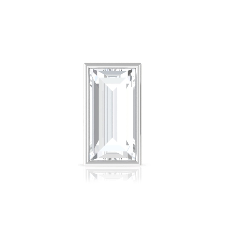 Baguette Diamond Tragus Earring in Bezel Setting