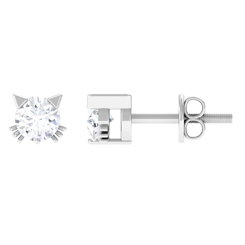 Natural Diamond Cat Stud Earrings