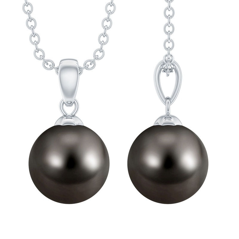 Simple Solitaire Black Pearl Pendant Necklace