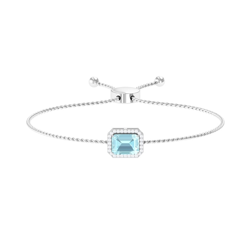 Swiss Blue Topaz Bolo Chain Bracelet with Diamond