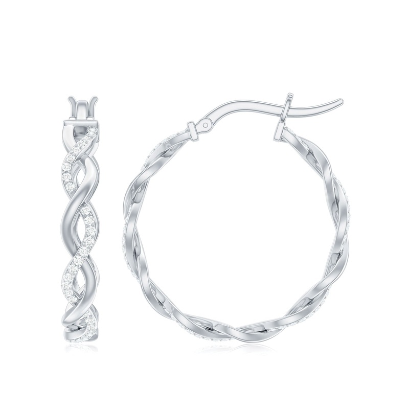 0.25 CT Braided Hoop Earrings with Moissanite in Gold