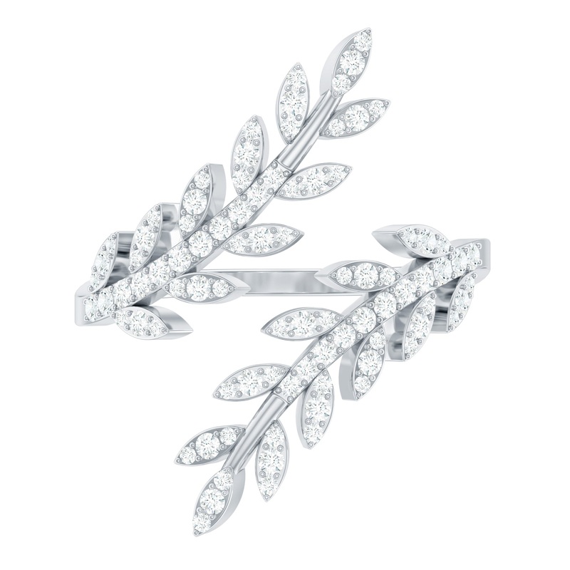 0.75 CT Certified Moissanite Leaf Wrap Ring in Gold