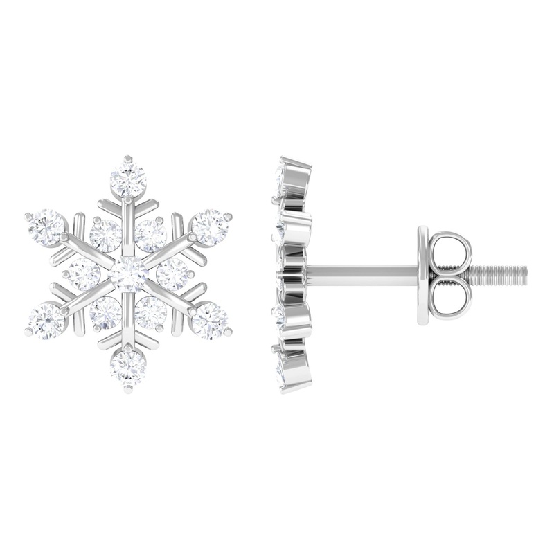0.75 CT Moissanite Snowflake Stud Earrings