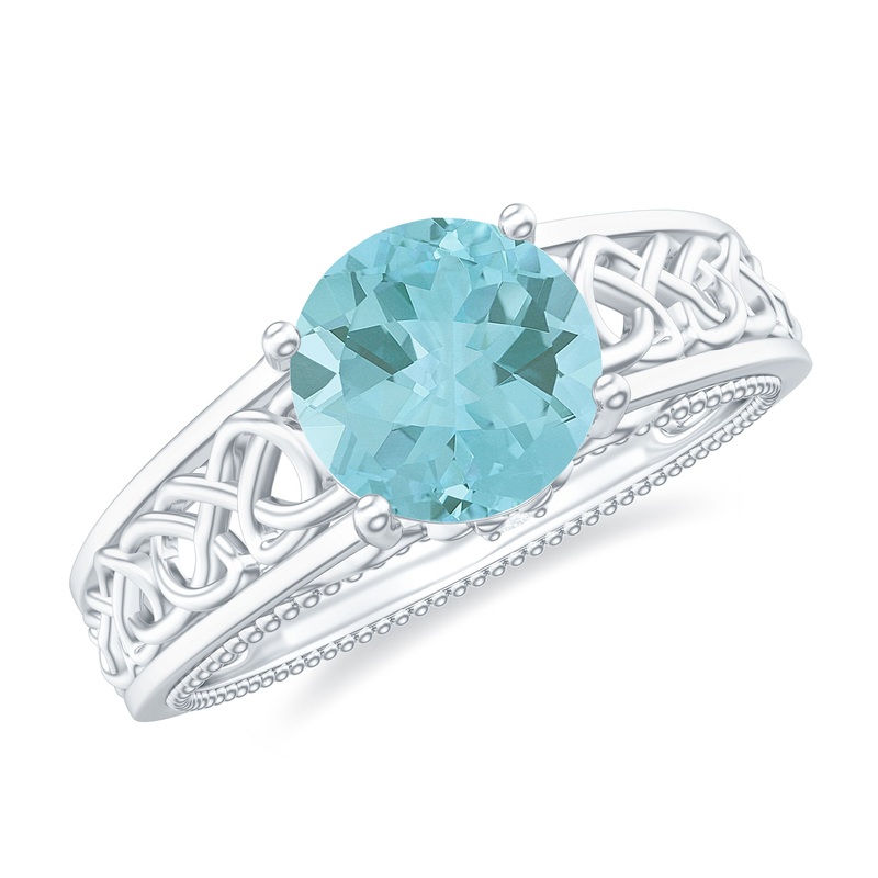 1.25 CT Sky Blue Topaz Celtic Solitaire Band with Diamond