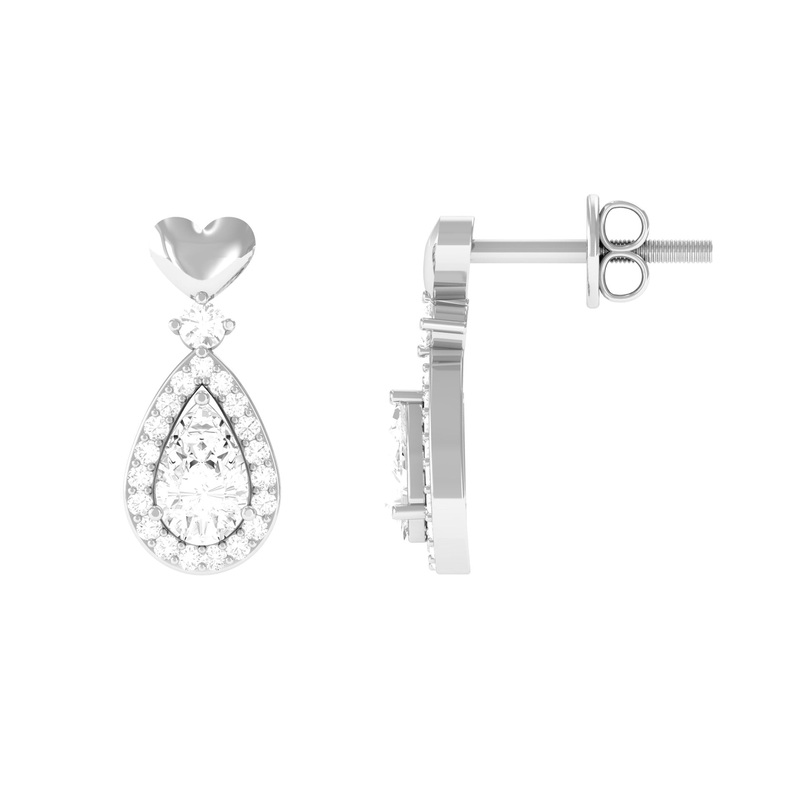 1.25 CT White Topaz Bridal Teardrop Earrings