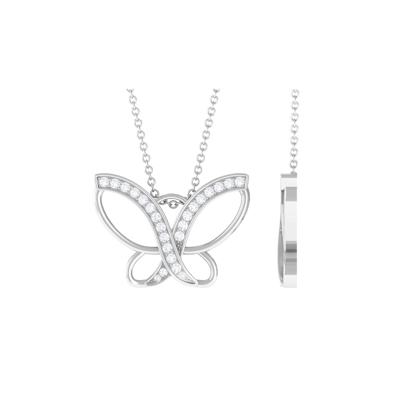 0.25 CT Butterfly Pendant Necklace with Diamond
