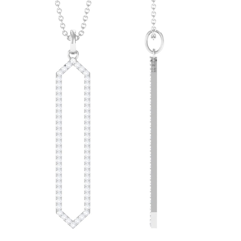 0.50 CT Elegant Hexagonal Diamond Pendant Necklace