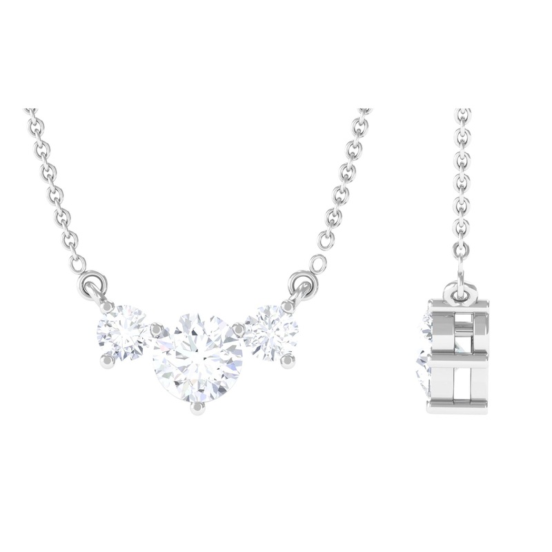 0.50 CT Moissanite Three Stone Necklace