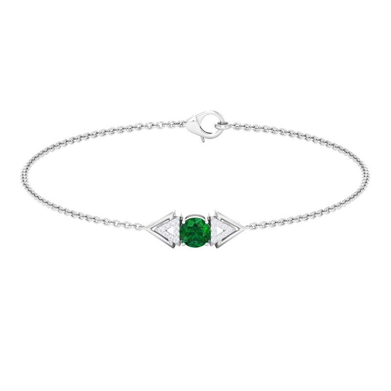 1/2 CT Minimal Emerald and Diamond Geometric Chain Bracelet