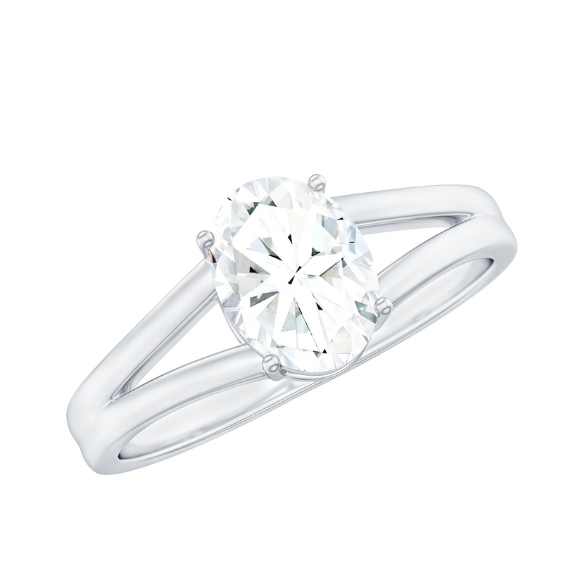 1.25 CT Oval Moissanite Solitaire Engagement Ring