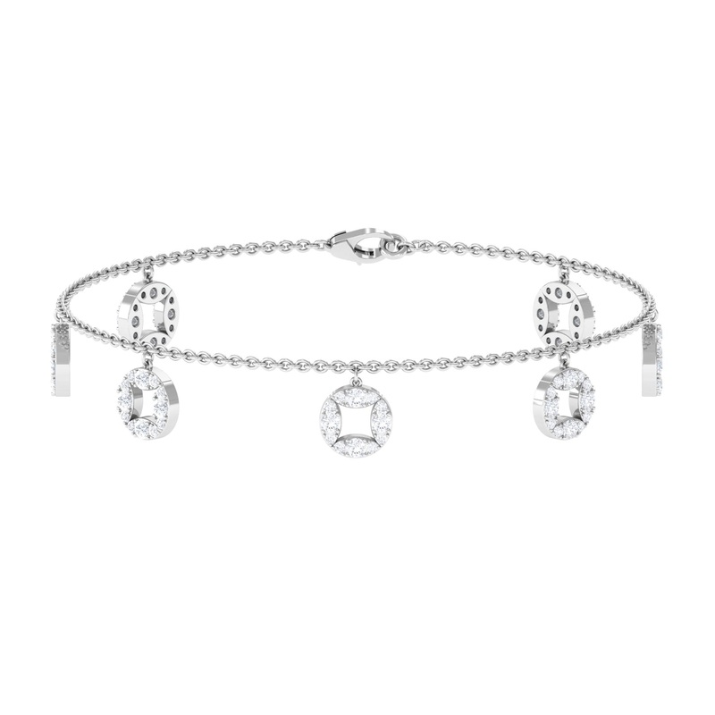 1.75 CT Minimal Moissanite Gold Chain Charm Bracelet