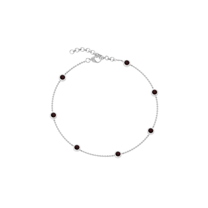 1 CT Bezel Set Garnet Seven Stone Station Chain Bracelet