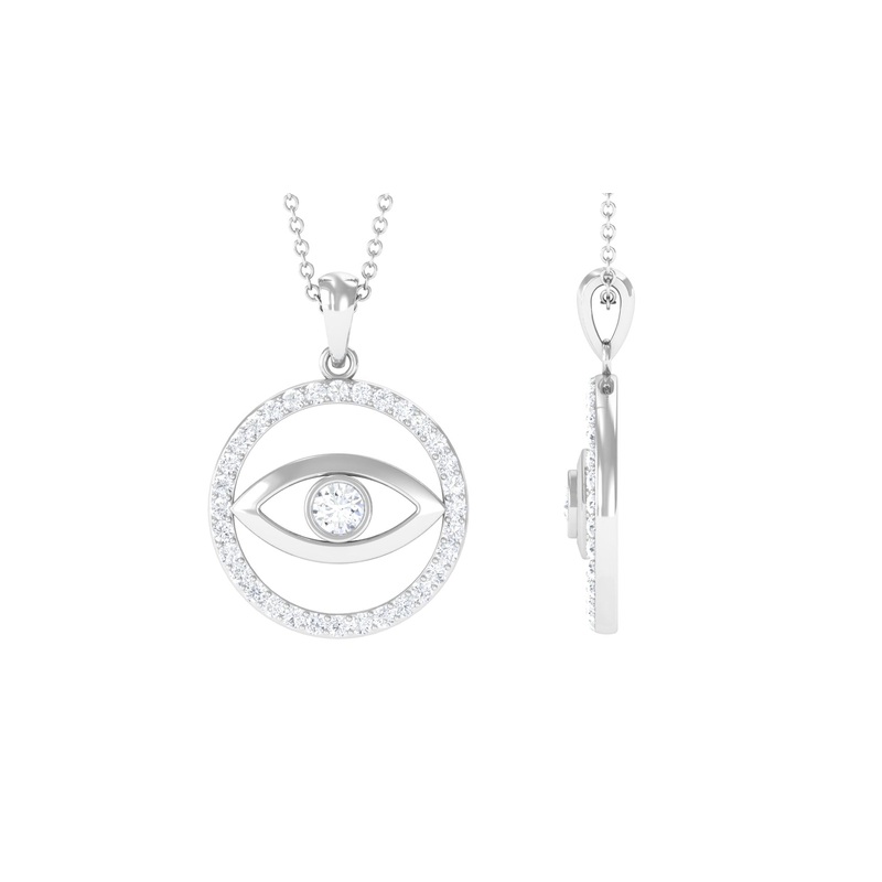 1 CT Moissanite Evil Eye and Eternity Pendant in Bezel Setting