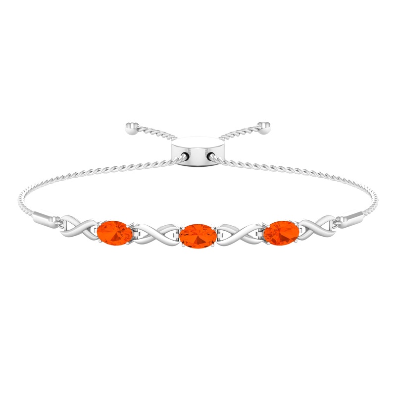3/4 CT Oval Cut Fire Opal and Gold Infinity Link Bolo Bracelet
