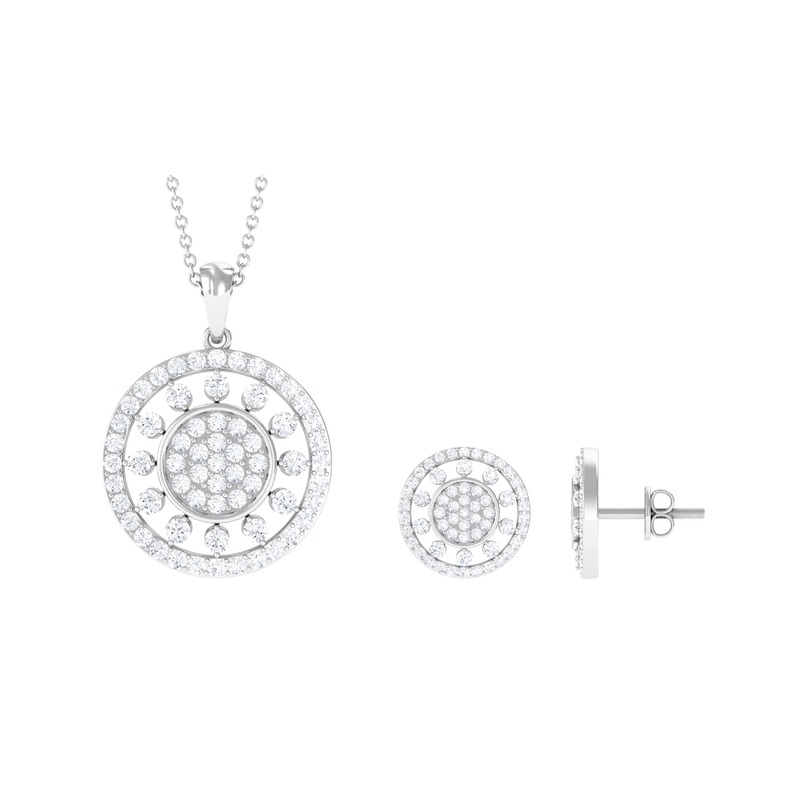 3 CT Classic Zircon Cluster Pendant and Earring Set