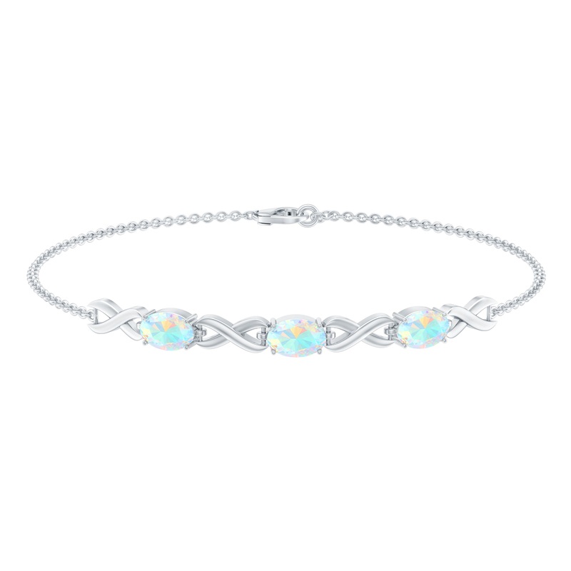 Infinity 3 Stone Chain Bracelet with Natural Ethiopian Opal
