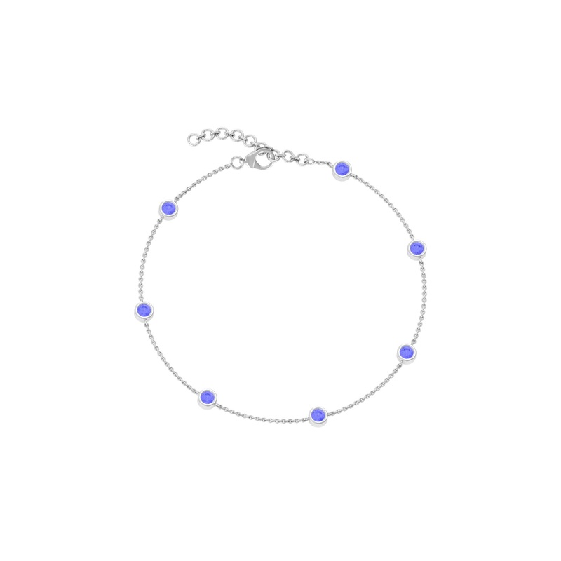 Round Shape Natural Tanzanite Chain Bracelet for Women